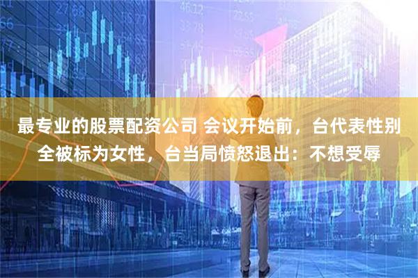 最专业的股票配资公司 会议开始前，台代表性别全被标为女性，台当局愤怒退出：不想受辱