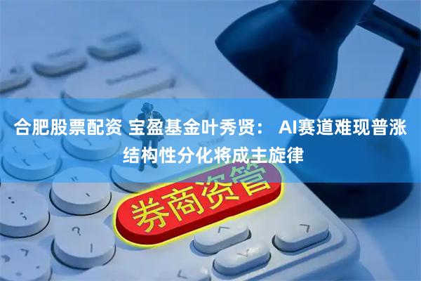 合肥股票配资 宝盈基金叶秀贤： AI赛道难现普涨 结构性分化将成主旋律